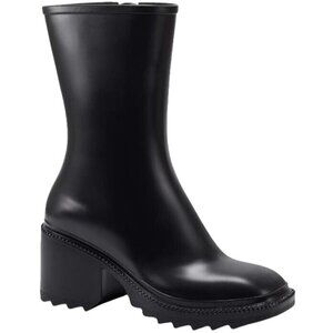 NEW INC Everett Zipper Outdoor Rain Boots Black with Rubber‎ Block Heels Size 9